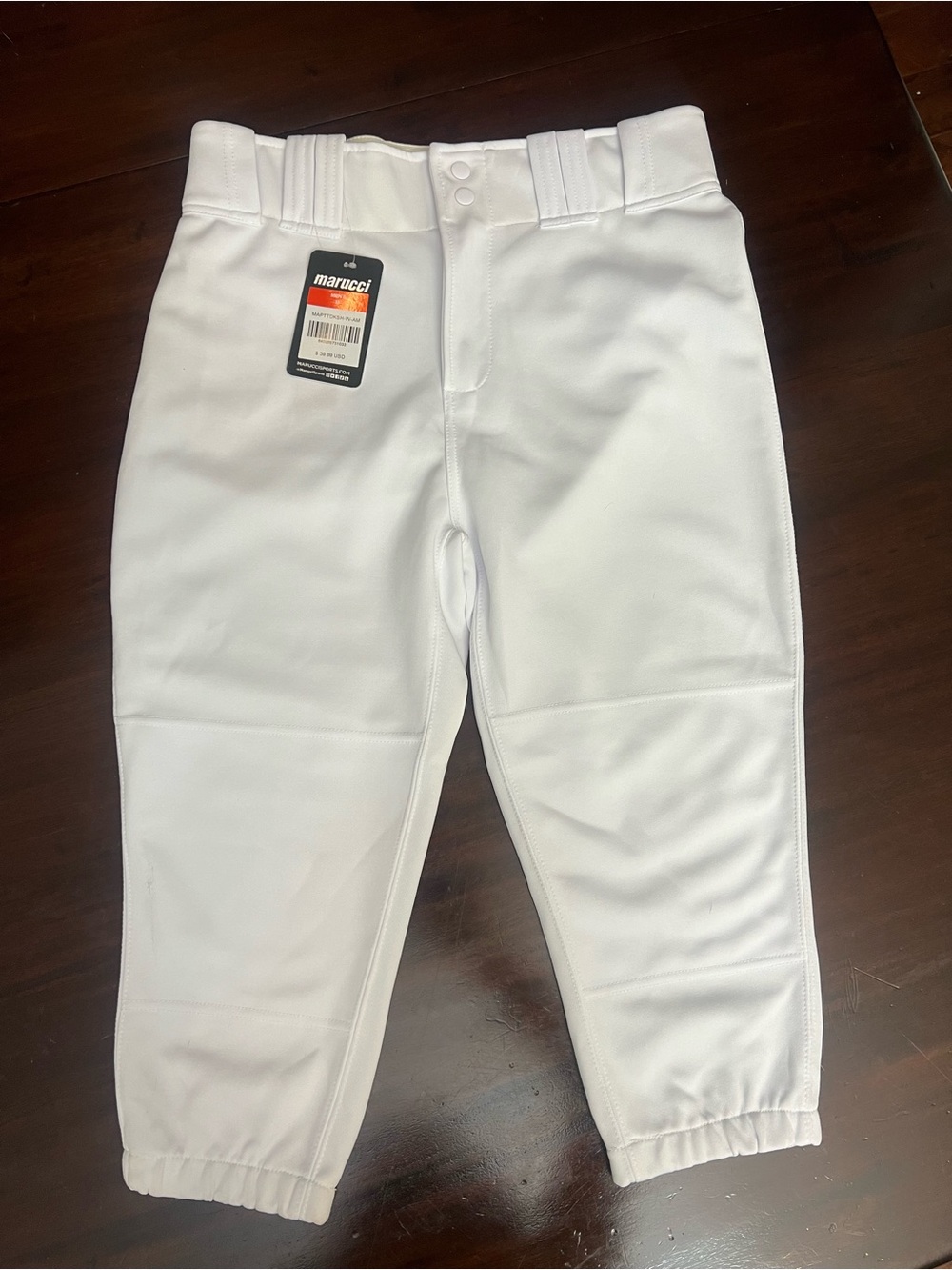 Marucci White adult M Baseball Pants, Tapered Fit, Knickers, New With Tag